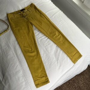 Juicy Couture mustard/burnt yellow monochrome denim skinny jeans shoelace detail